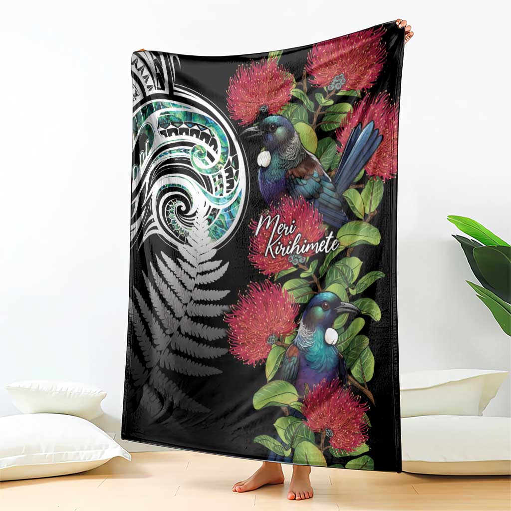 Meri Kirihimete New Zealand Blanket Tui on Pohutukawa