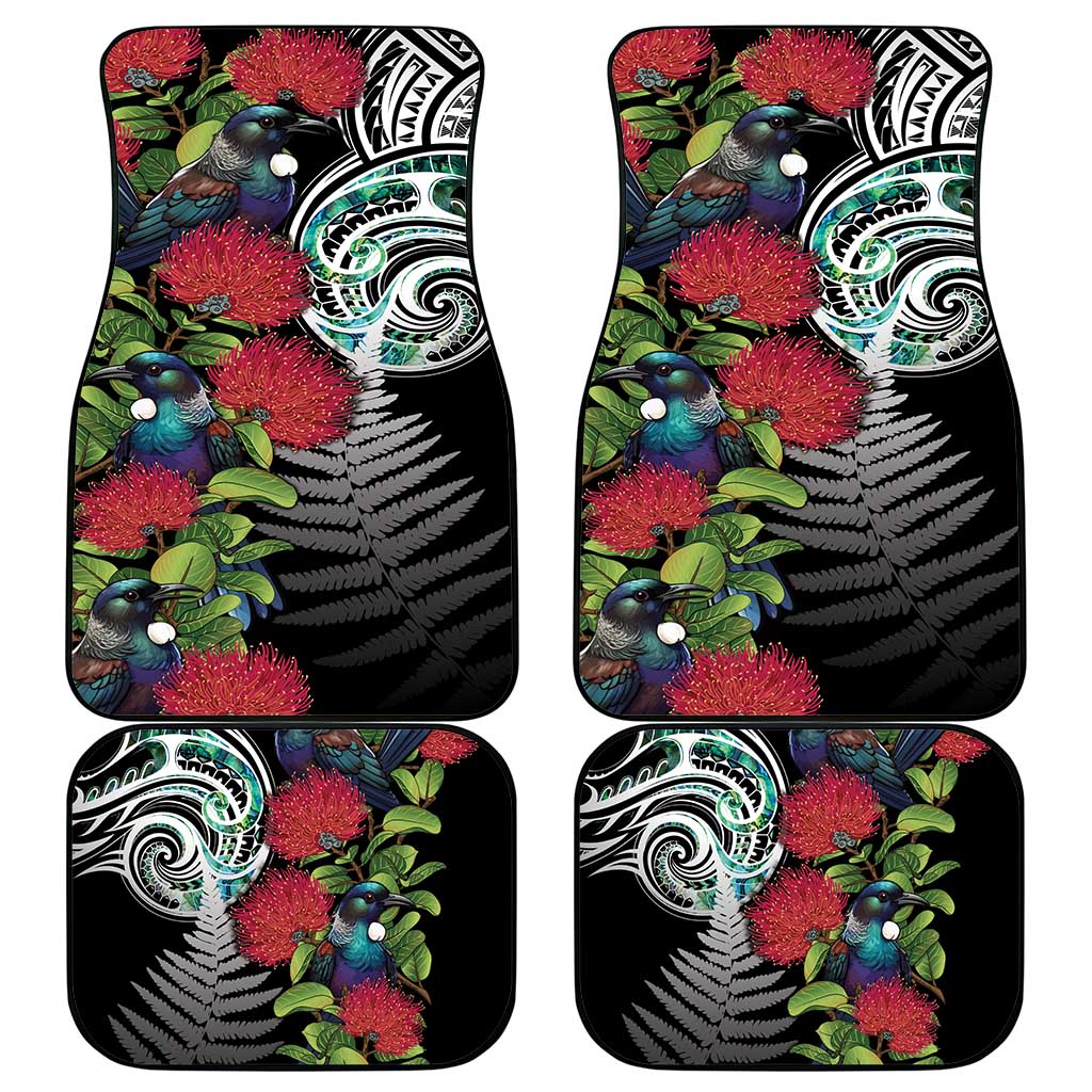 Meri Kirihimete New Zealand Car Mats Tui on Pohutukawa