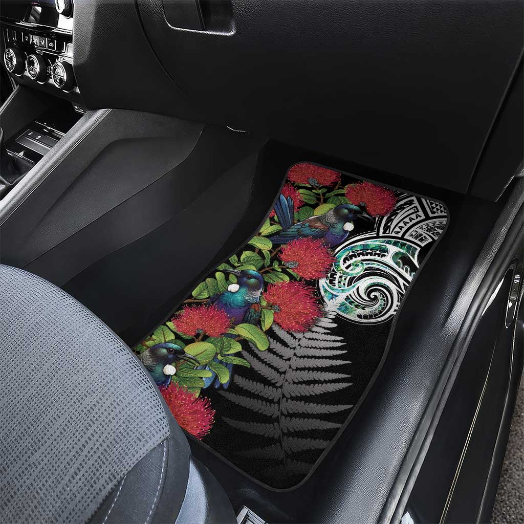 Meri Kirihimete New Zealand Car Mats Tui on Pohutukawa