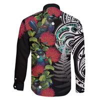 Meri Kirihimete New Zealand Family Matching Off The Shoulder Long Sleeve Dress and Hawaiian Shirt Tui on Pohutukawa