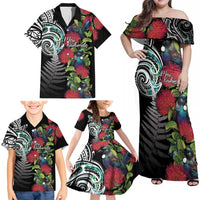 Meri Kirihimete New Zealand Family Matching Off Shoulder Maxi Dress and Hawaiian Shirt Tui on Pohutukawa