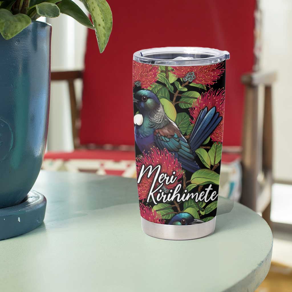 Meri Kirihimete New Zealand Tumbler Cup Tui on Pohutukawa