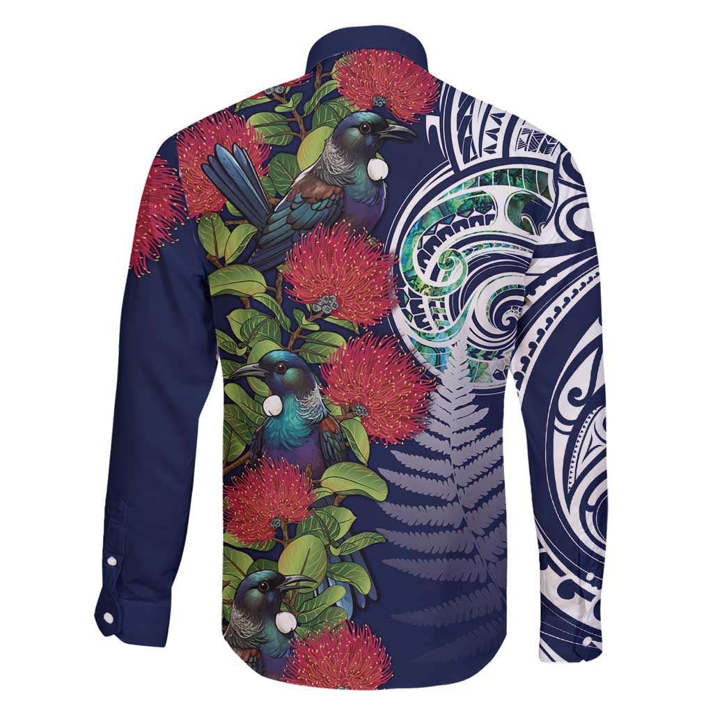 Meri Kirihimete New Zealand Family Matching Off Shoulder Short Dress and Hawaiian Shirt Tui on Pohutukawa - Blue Ver LT7 - Polynesian Pride