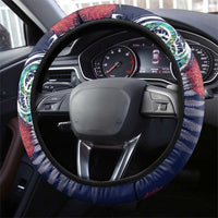 Meri Kirihimete New Zealand Steering Wheel Cover Tui on Pohutukawa - Blue Ver