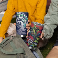 Meri Kirihimete New Zealand Tumbler Cup Tui on Pohutukawa - Blue Ver