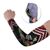 New Zealand Christmas Taniko Poutama Arm Sleeves Flora Map with Birds - Polynesian Pride