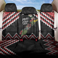 New Zealand Christmas Taniko Poutama Back Car Seat Cover Flora Map with Birds - Polynesian Pride