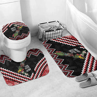 New Zealand Christmas Taniko Poutama Bathroom Set Flora Map with Birds - Polynesian Pride