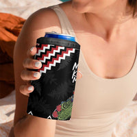 New Zealand Christmas Taniko Poutama 4 in 1 Can Cooler Tumbler Flora Map with Birds - Polynesian Pride