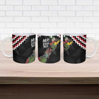 New Zealand Christmas Taniko Poutama Ceramic Mug Flora Map with Birds - Polynesian Pride