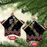 New Zealand Christmas Taniko Poutama Ceramic Ornament Flora Map with Birds - Polynesian Pride