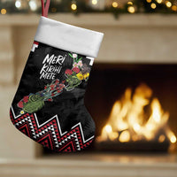 New Zealand Christmas Taniko Poutama Christmas Stocking Flora Map with Birds - Polynesian Pride