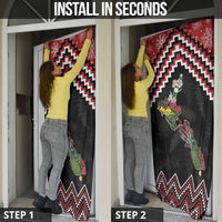 New Zealand Christmas Taniko Poutama Door Cover Flora Map with Birds - Polynesian Pride
