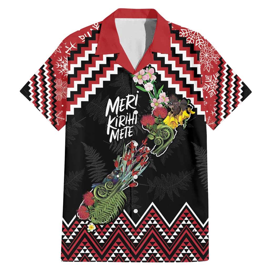 New Zealand Christmas Taniko Poutama Family Matching Mermaid Dress and Hawaiian Shirt Flora Map with Birds - Polynesian Pride