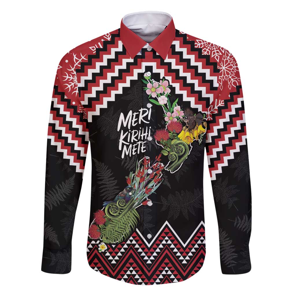 New Zealand Christmas Taniko Poutama Family Matching Mermaid Dress and Hawaiian Shirt Flora Map with Birds - Polynesian Pride