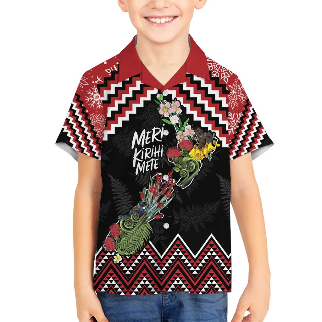 New Zealand Christmas Taniko Poutama Family Matching Puletasi and Hawaiian Shirt Flora Map with Birds - Polynesian Pride