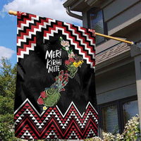 New Zealand Christmas Taniko Poutama Garden Flag Flora Map with Birds - Polynesian Pride