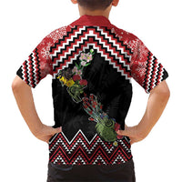 New Zealand Christmas Taniko Poutama Hawaiian Shirt Flora Map with Birds - Polynesian Pride