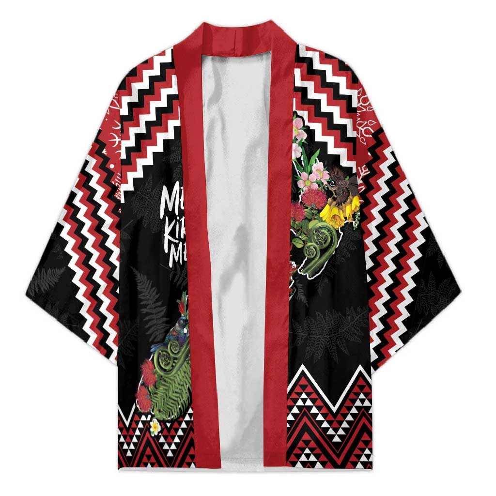 New Zealand Christmas Taniko Poutama Kimono Flora Map with Birds - Polynesian Pride