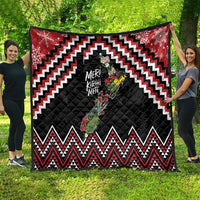 New Zealand Christmas Taniko Poutama Quilt Flora Map with Birds - Polynesian Pride