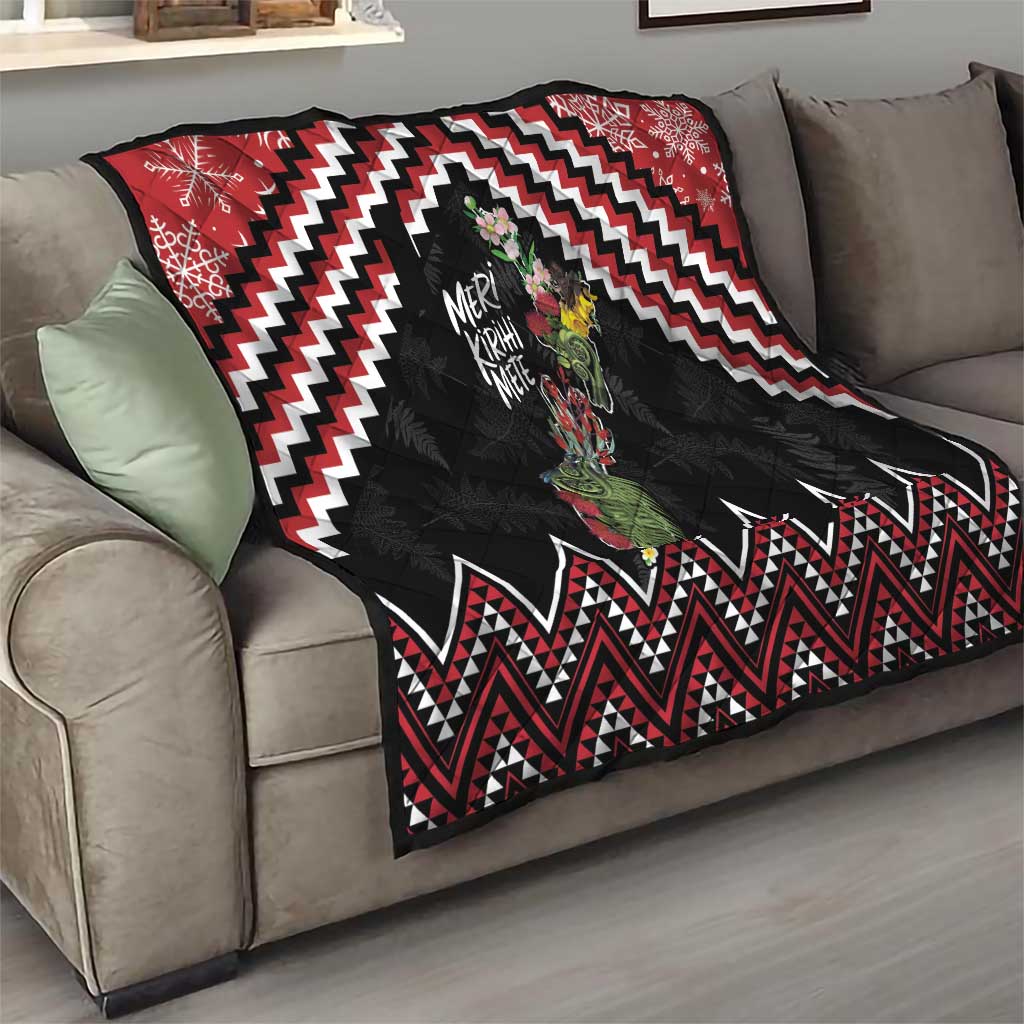 New Zealand Christmas Taniko Poutama Quilt Flora Map with Birds - Polynesian Pride