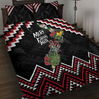 New Zealand Christmas Taniko Poutama Quilt Bed Set Flora Map with Birds - Polynesian Pride