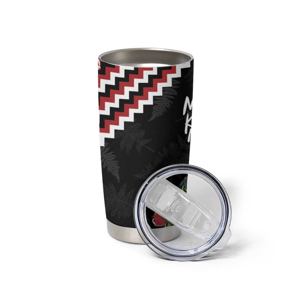 New Zealand Christmas Taniko Poutama Tumbler Cup Flora Map with Birds - Polynesian Pride