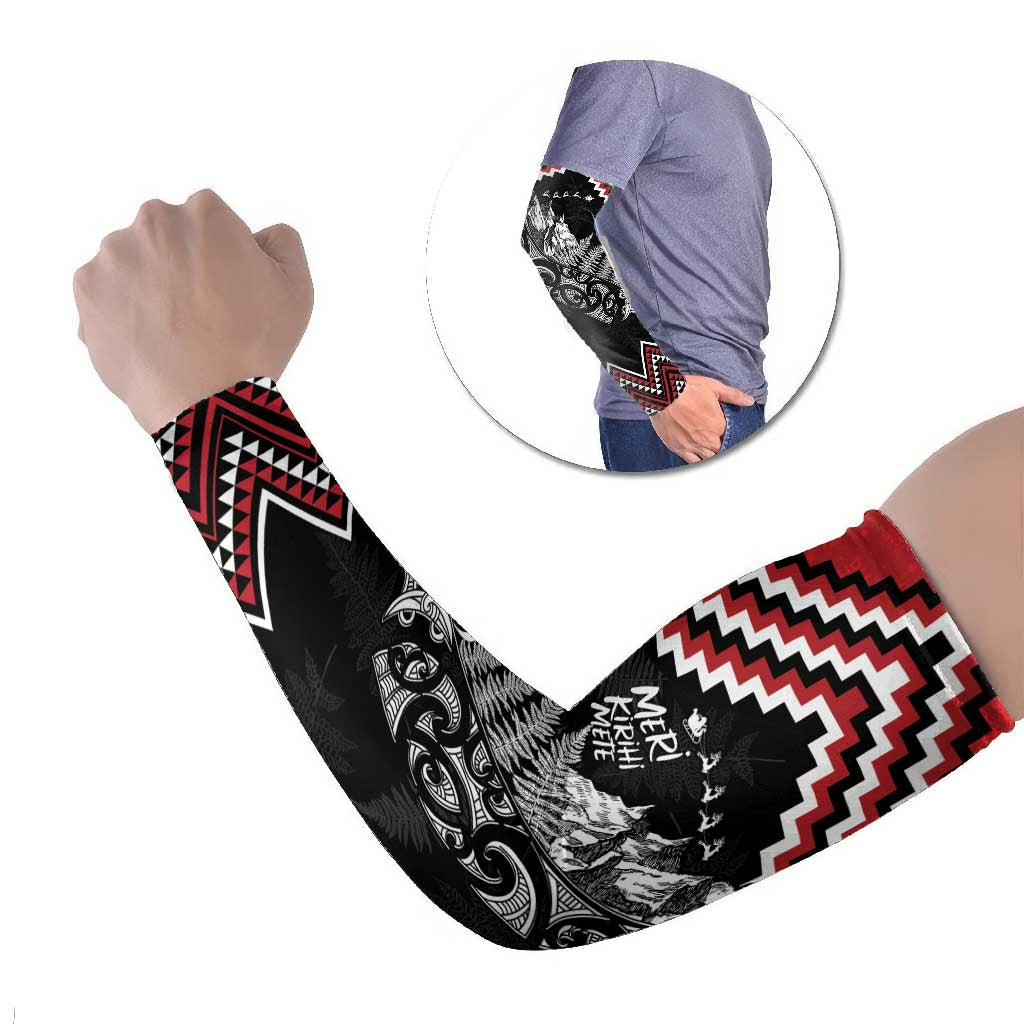 New Zealand Christmas Taniko Poutama Arm Sleeves Mountainscape Maori Fern - Polynesian Pride