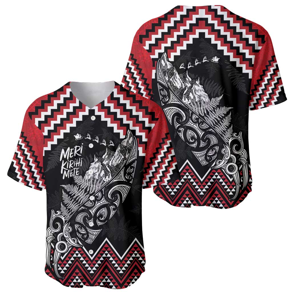 New Zealand Christmas Taniko Poutama Baseball Jersey Mountainscape Maori Fern - Polynesian Pride