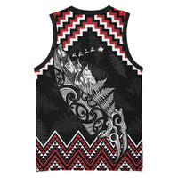 New Zealand Christmas Taniko Poutama Basketball Jersey Mountainscape Maori Fern - Polynesian Pride