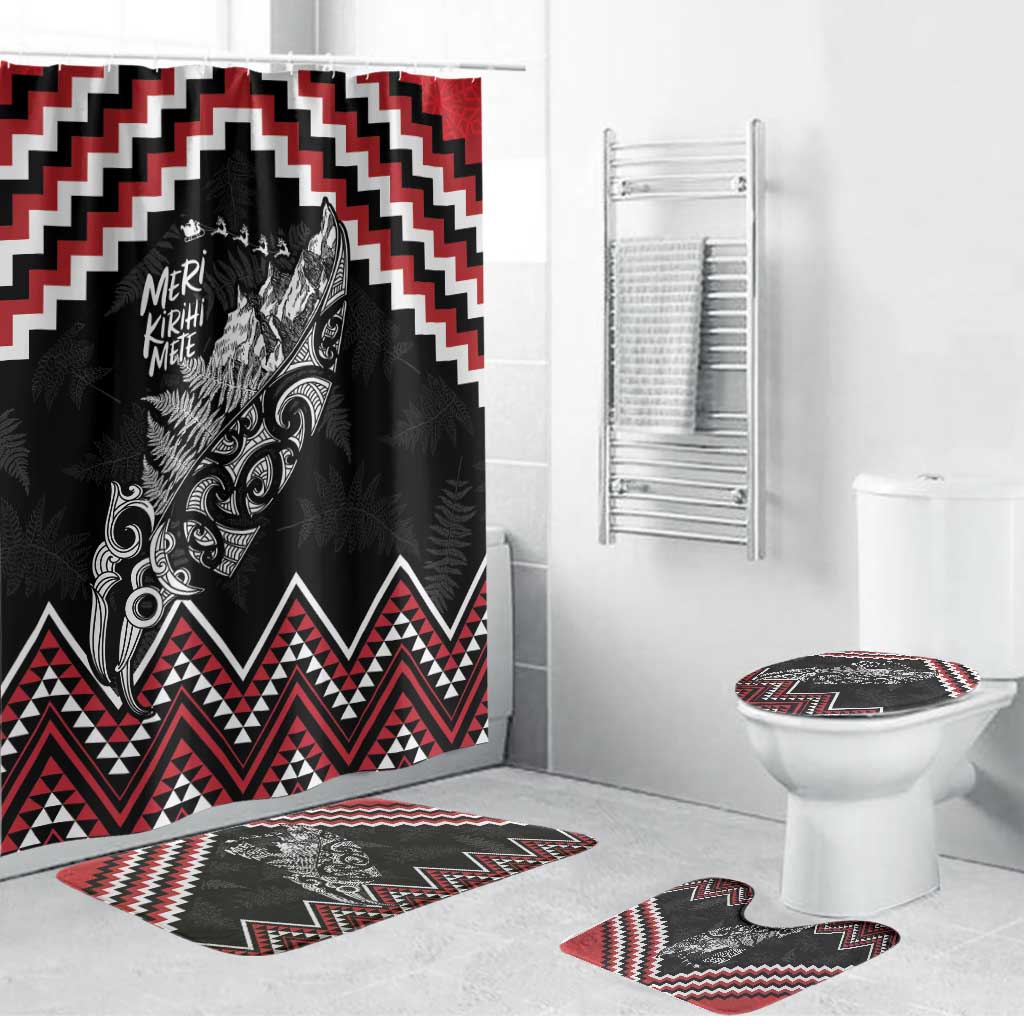 New Zealand Christmas Taniko Poutama Bathroom Set Mountainscape Maori Fern - Polynesian Pride