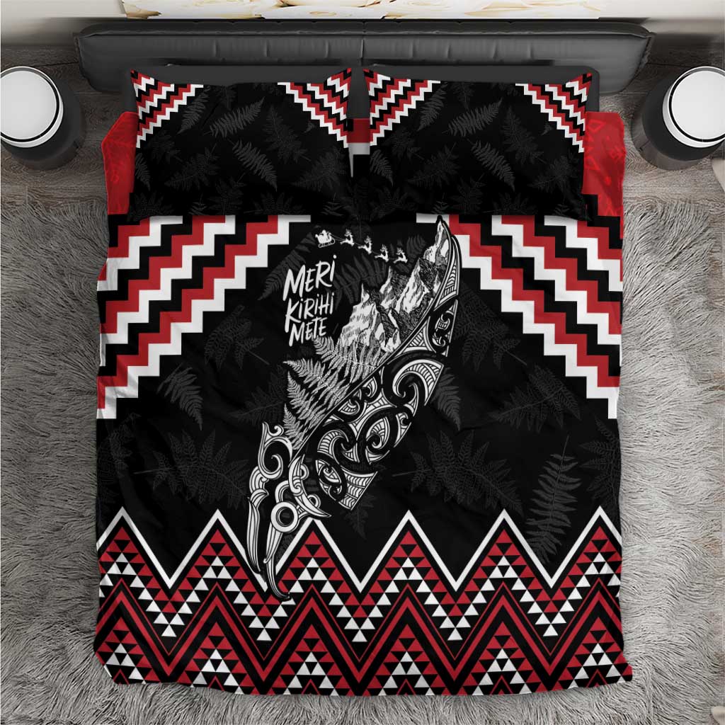 New Zealand Christmas Taniko Poutama Bedding Set Mountainscape Maori Fern - Polynesian Pride