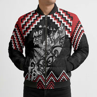 New Zealand Christmas Taniko Poutama Bomber Puffer Jacket Mountainscape Maori Fern - Polynesian Pride