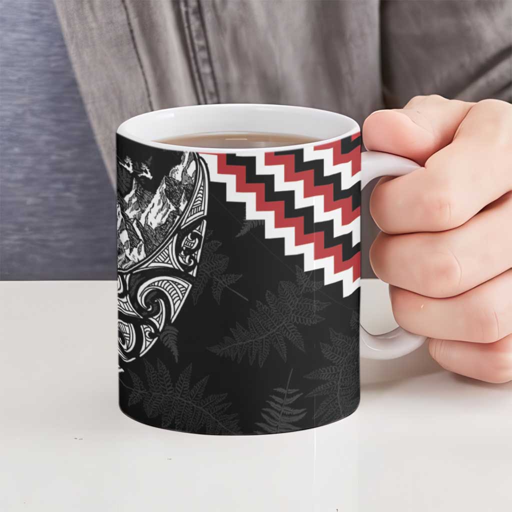 New Zealand Christmas Taniko Poutama Ceramic Mug Mountainscape Maori Fern - Polynesian Pride
