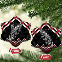 New Zealand Christmas Taniko Poutama Ceramic Ornament Mountainscape Maori Fern - Polynesian Pride