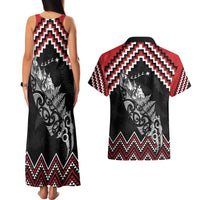 New Zealand Christmas Taniko Poutama Couples Matching Tank Maxi Dress and Hawaiian Shirt Mountainscape Maori Fern - Polynesian Pride