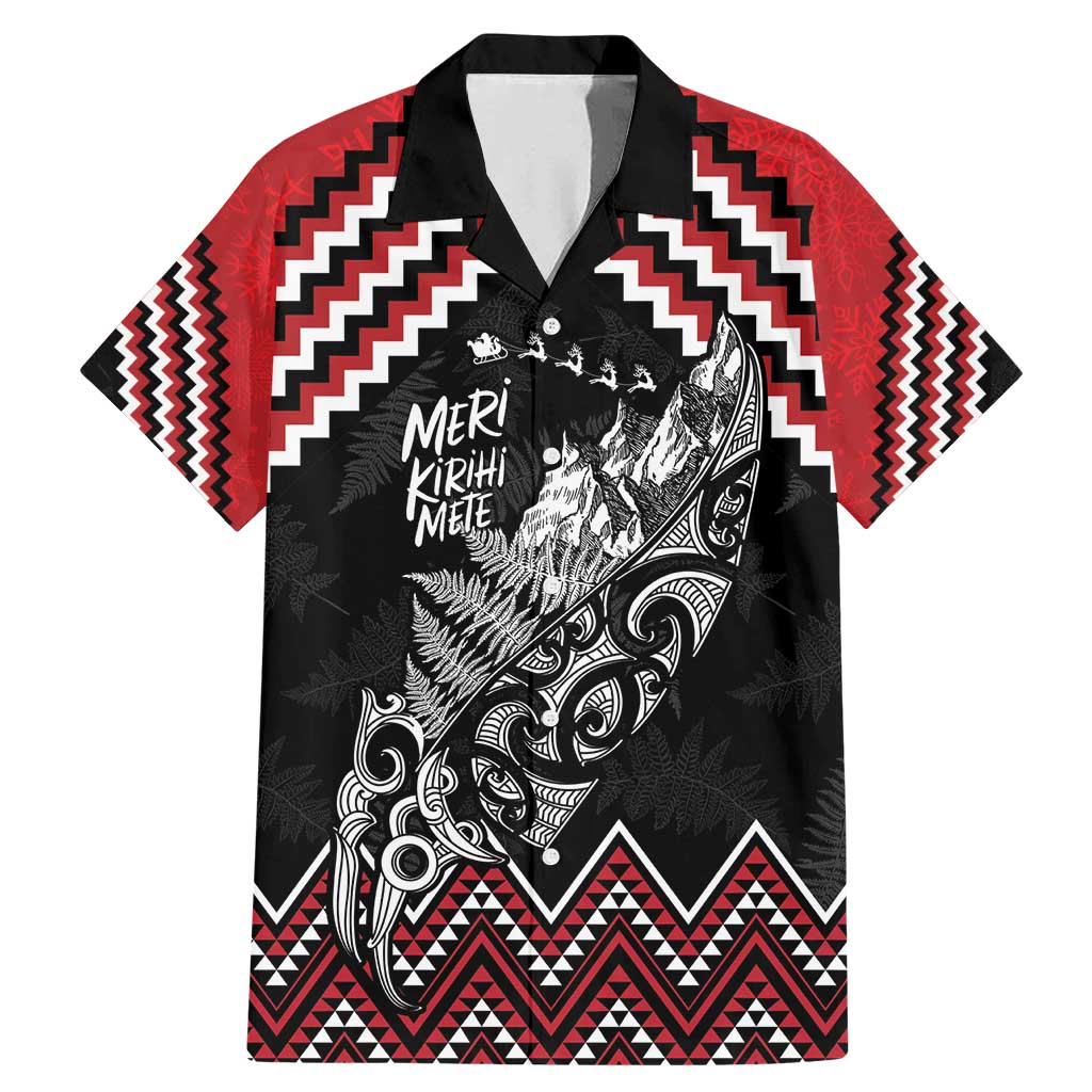 New Zealand Christmas Taniko Poutama Family Matching Mermaid Dress and Hawaiian Shirt Mountainscape Maori Fern - Polynesian Pride