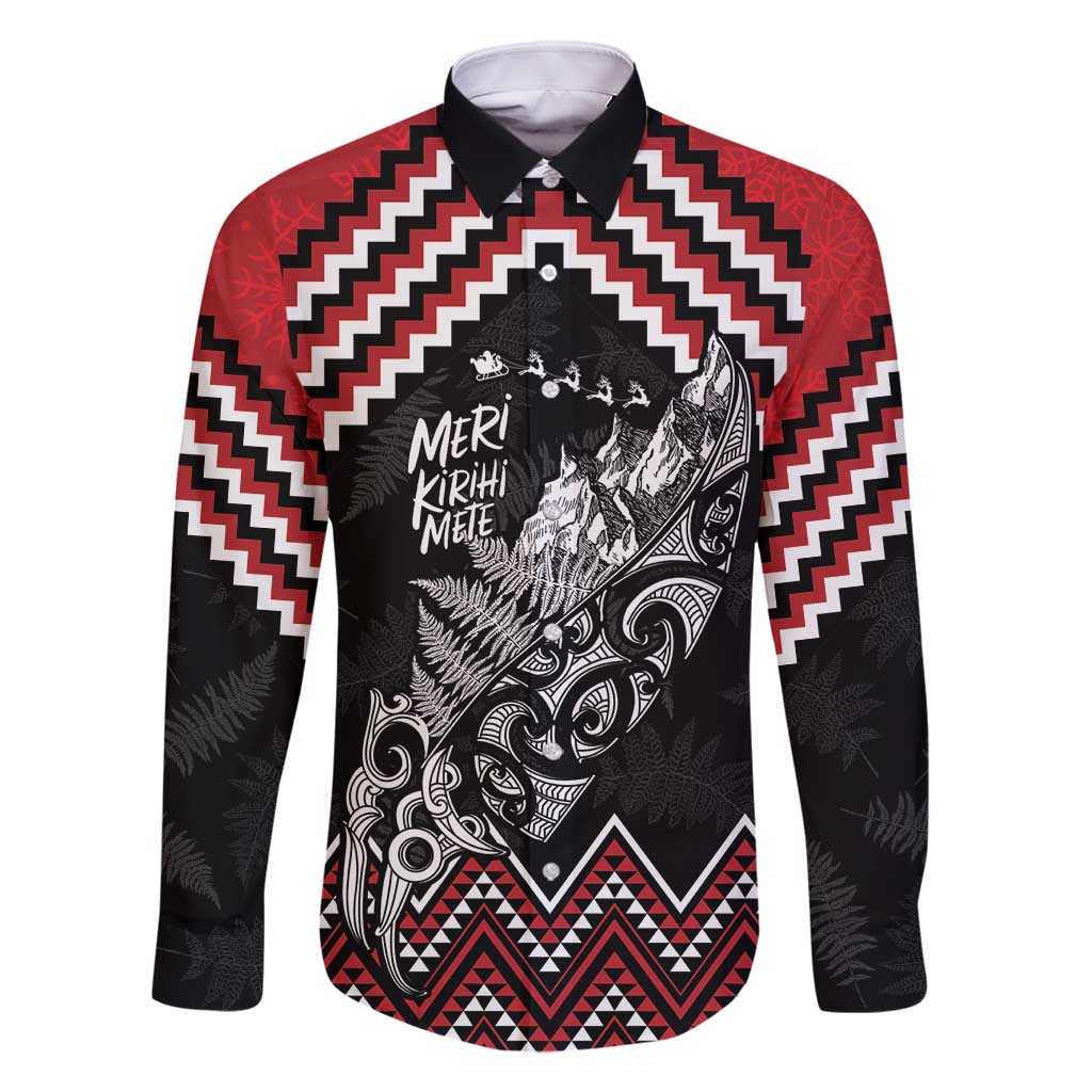 New Zealand Christmas Taniko Poutama Family Matching Off Shoulder Short Dress and Hawaiian Shirt Mountainscape Maori Fern - Polynesian Pride