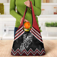 New Zealand Christmas Taniko Poutama Grocery Bag Mountainscape Maori Fern - Polynesian Pride