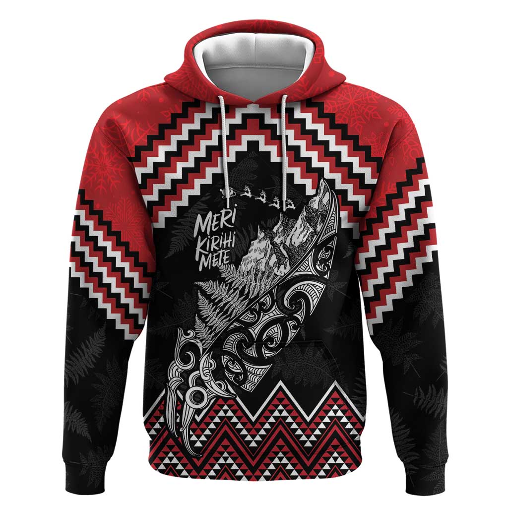 New Zealand Christmas Taniko Poutama Hoodie Mountainscape Maori Fern - Polynesian Pride