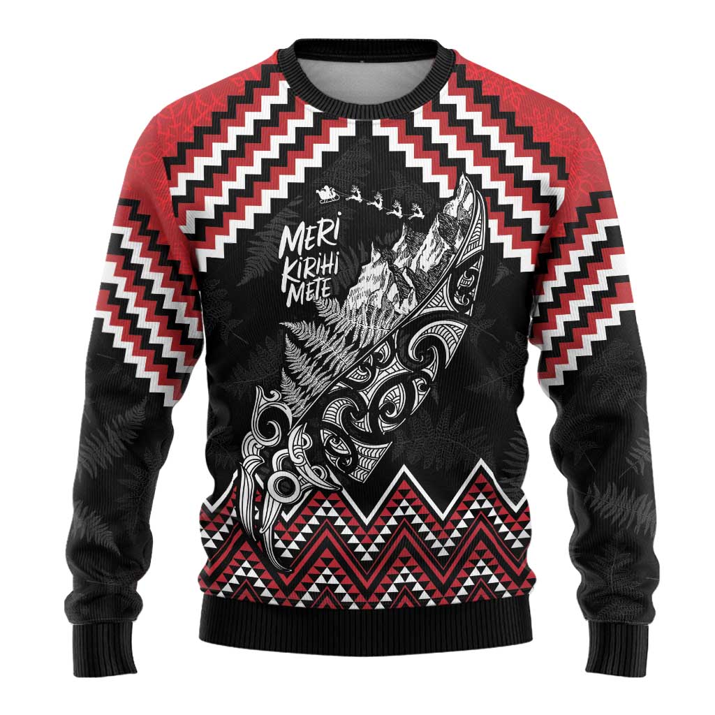 New Zealand Christmas Taniko Poutama Ugly Christmas Sweater Mountainscape Maori Fern - Polynesian Pride