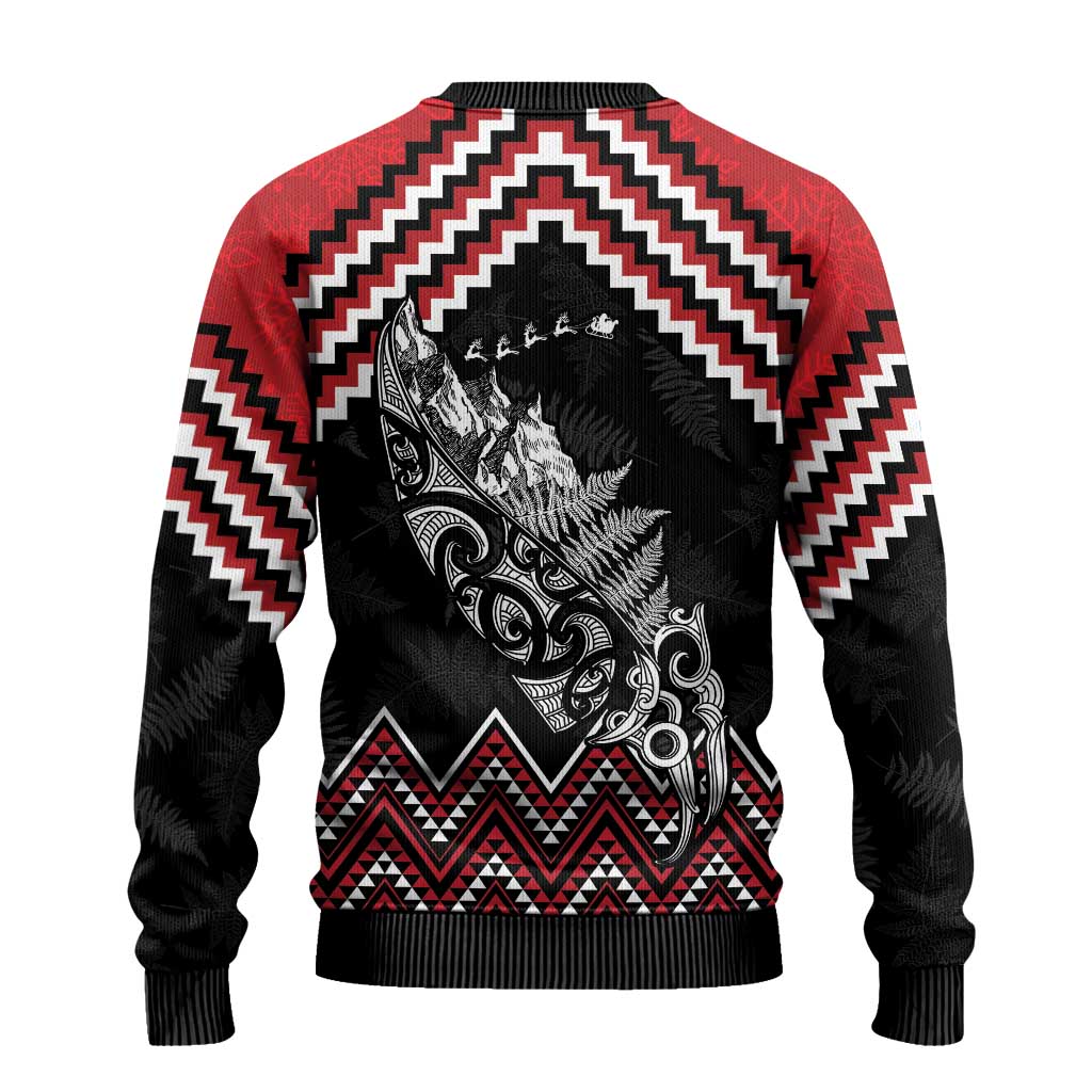 New Zealand Christmas Taniko Poutama Ugly Christmas Sweater Mountainscape Maori Fern - Polynesian Pride