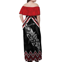 New Zealand Christmas Taniko Poutama Off Shoulder Maxi Dress Mountainscape Maori Fern - Polynesian Pride