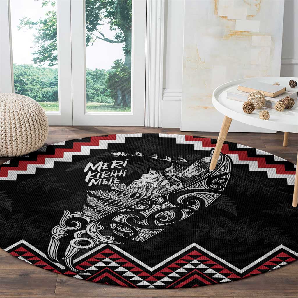 New Zealand Christmas Taniko Poutama Round Carpet Mountainscape Maori Fern - Polynesian Pride