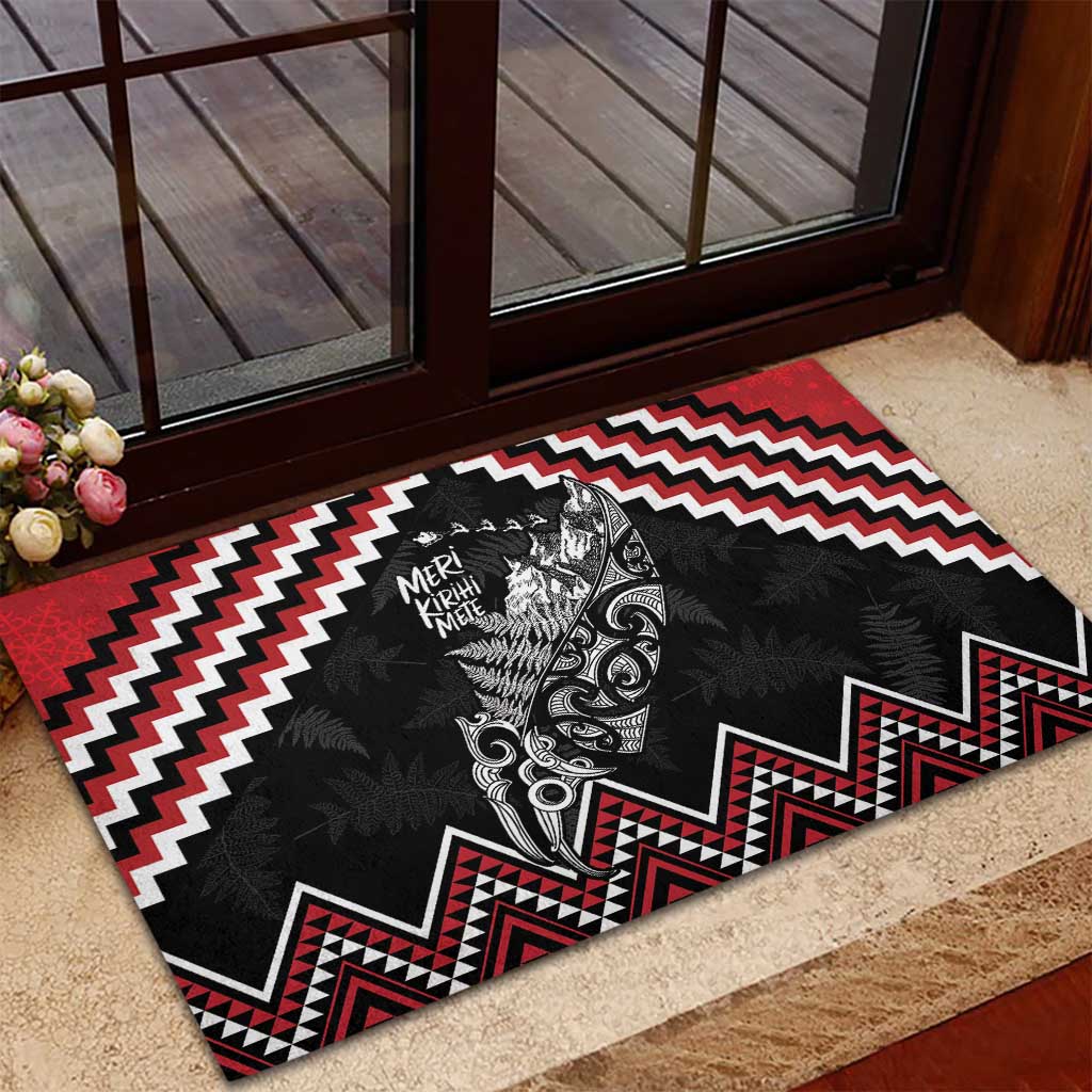 New Zealand Christmas Taniko Poutama Rubber Doormat Mountainscape Maori Fern - Polynesian Pride