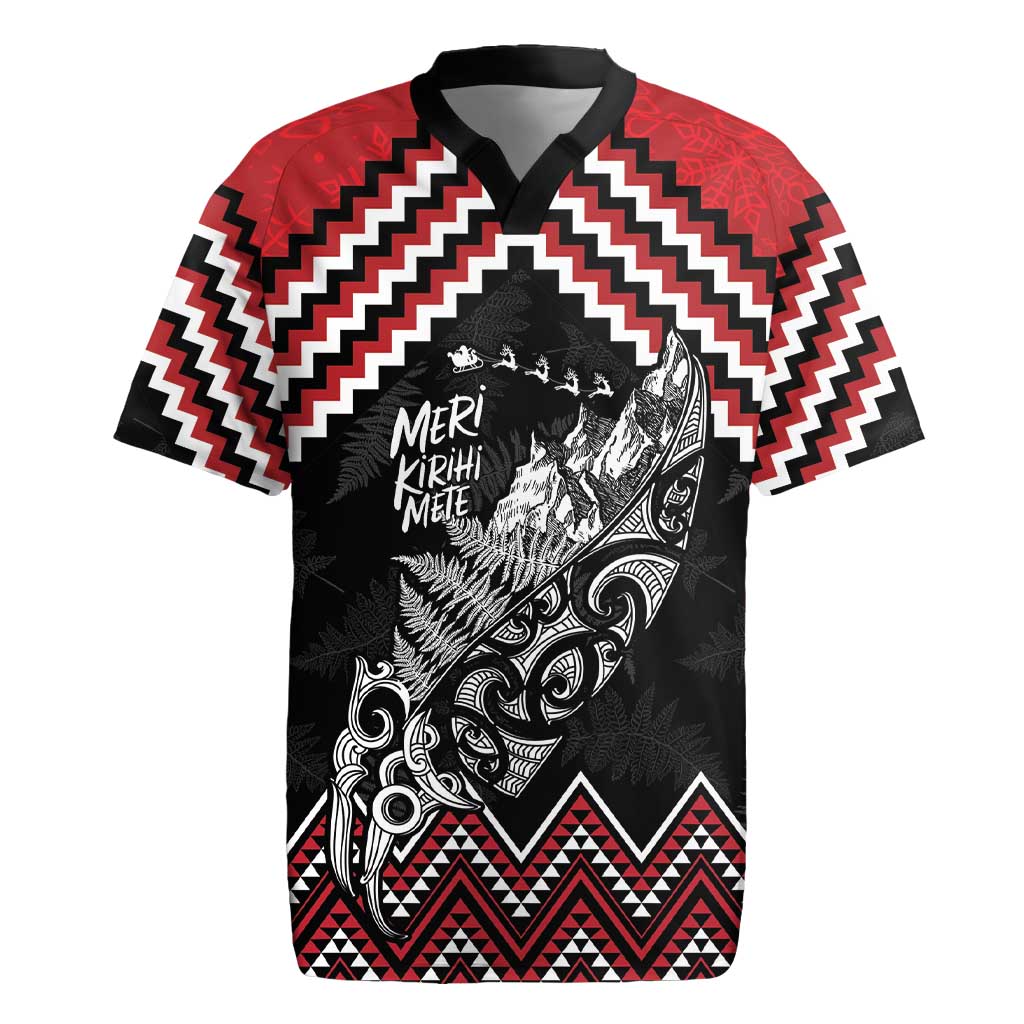New Zealand Christmas Taniko Poutama Rugby Jersey Mountainscape Maori Fern - Polynesian Pride