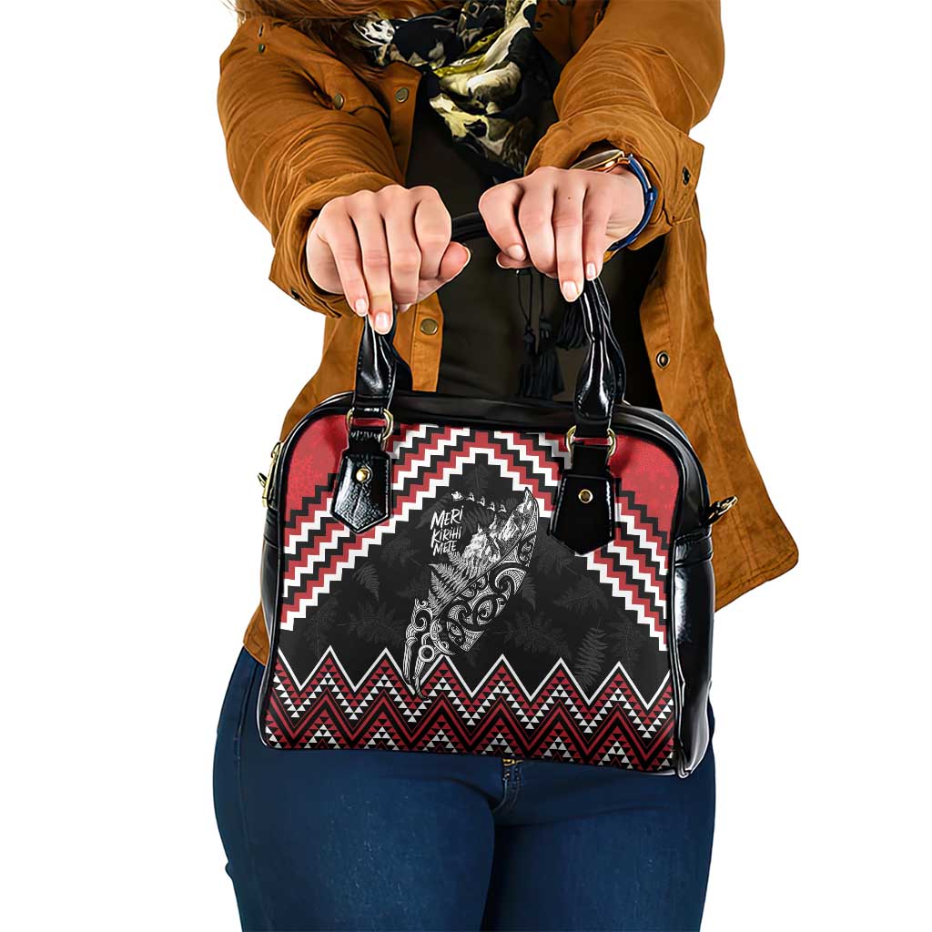 New Zealand Christmas Taniko Poutama Shoulder Handbag Mountainscape Maori Fern - Polynesian Pride