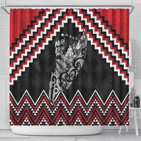 New Zealand Christmas Taniko Poutama Shower Curtain Mountainscape Maori Fern - Polynesian Pride