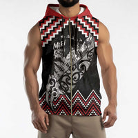 New Zealand Christmas Taniko Poutama Sleeveless Zip Hoodie Mountainscape Maori Fern - Polynesian Pride