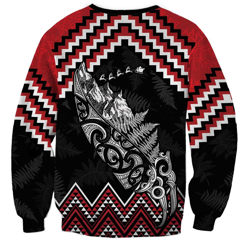New Zealand Christmas Taniko Poutama Sweatshirt Mountainscape Maori Fern - Polynesian Pride